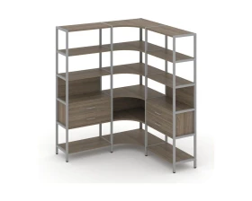 Трехсекционный угловой стеллаж пятиярусный с ящиками 1590х1590х1980 Шелф Систем / Shelf System images